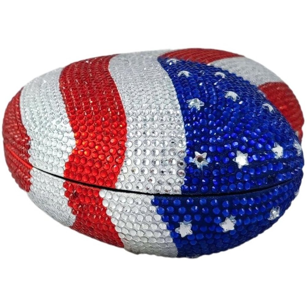 NWT Beautiful Sparkling Bling Crystal American Flag Heart Clutch Purse +… - Picture 7 of 10
